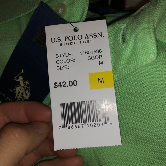 US Polo Assassin Neon Green Polo - Picture 2 of 3